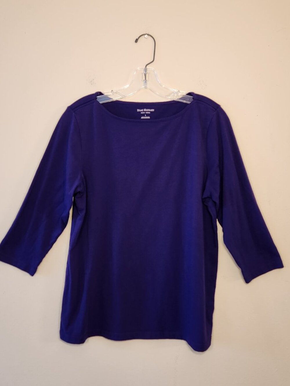 Isaac Mizrahi purple 3/4 sleeve top soft and comfy for fall size L
